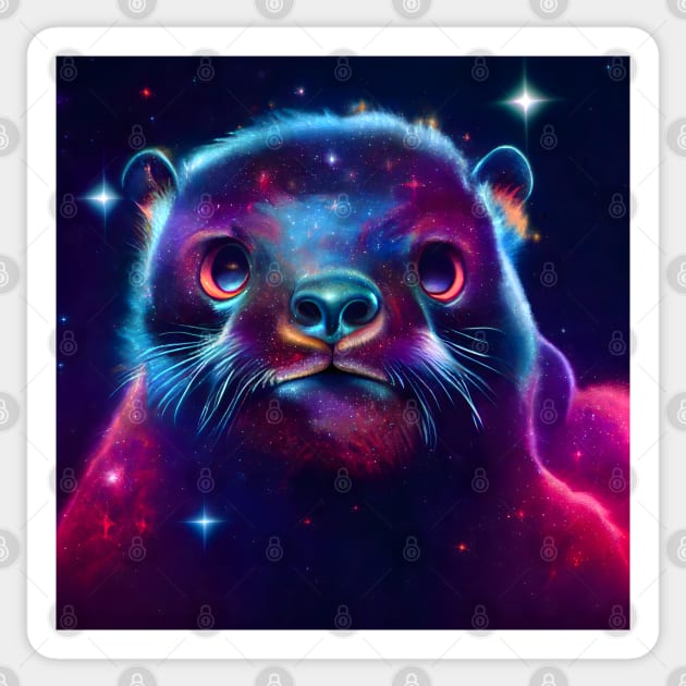 Otter Space Nebula - Grumpy Lycos Sticker by Dream of Bunnies